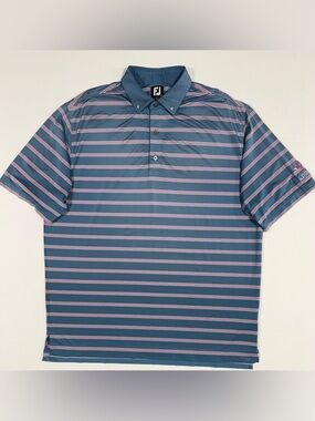 FootJoy Men’s Blue Striped Performance Polo Shirt 2XL Las Vegas National Golf
